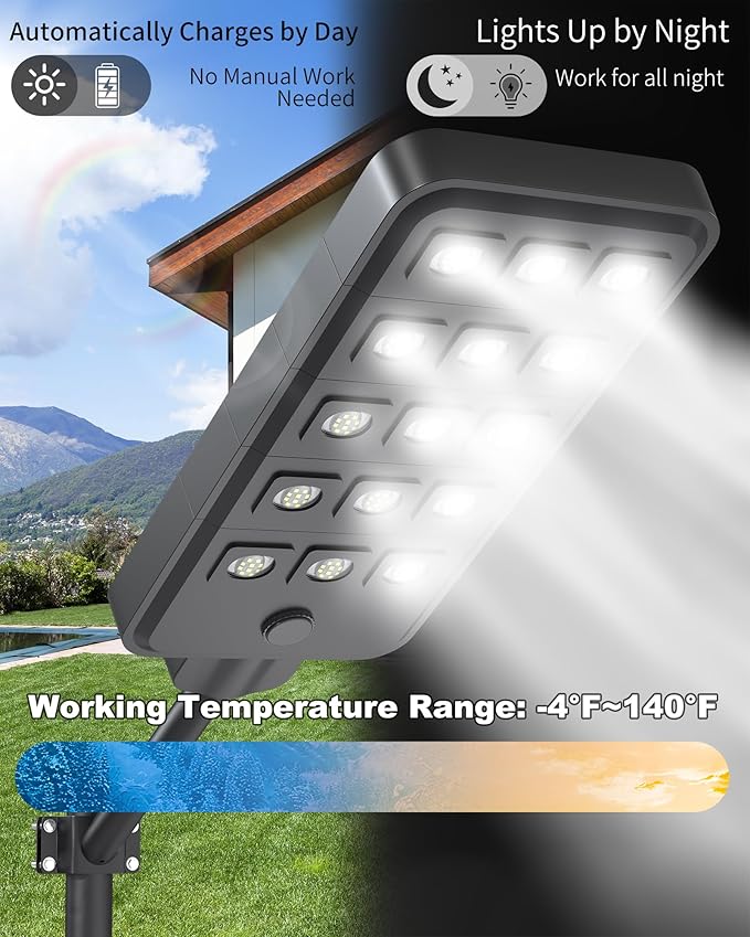Ofuray Of-15000W Solar Street Lights Outdoor – Super Bright 150 LED, Lights up 3 - Image 2