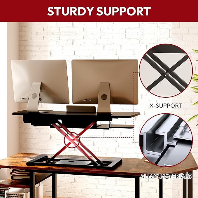 SANODESK 40" Electric Standing Desk Converter， Height Adjustable Riser - Image 5