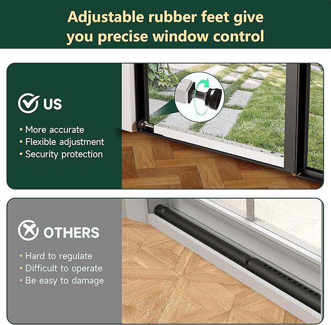 WooFog Adjustable Window Security Bars Vertical, Heavy Duty Sliding Patio Glass - Image 6