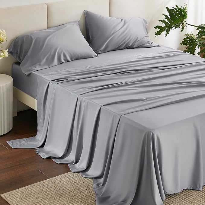 Bedsure Queen Sheet Set, Rayon Derived from Bamboo, Cooling Sheets, Deep Pocket by BEDSURE