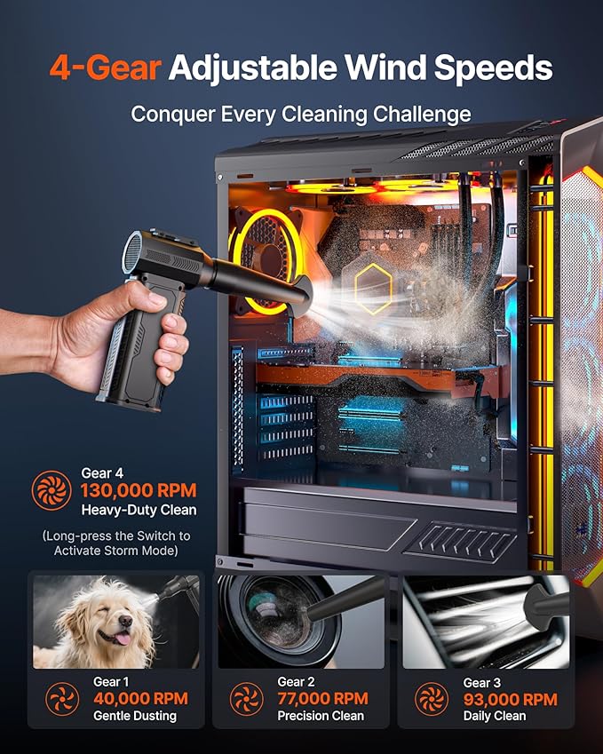 ZOAIVR Compressed Air Duster, 000RPM Ultra-Powerful Cordless Electric Air Duster - Image 4