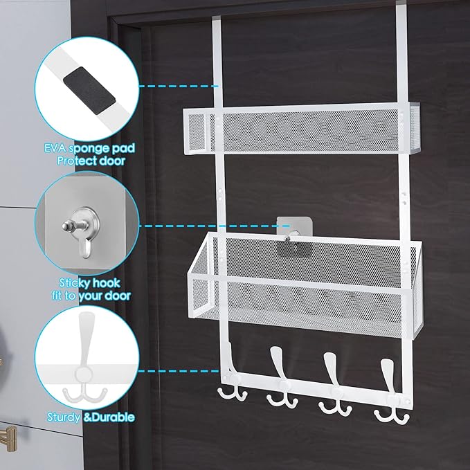 Kaiferty Over The Door Hooks Organizer, Coat Rack Over The Door Storage Hanger - Image 5