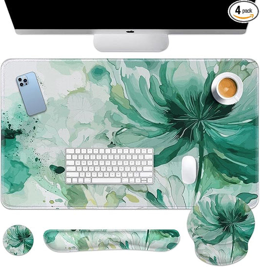 Britimes Colorful Floral Keyboard Mouse Pad Set Flower Green Summer 4in1 Large by Britimes