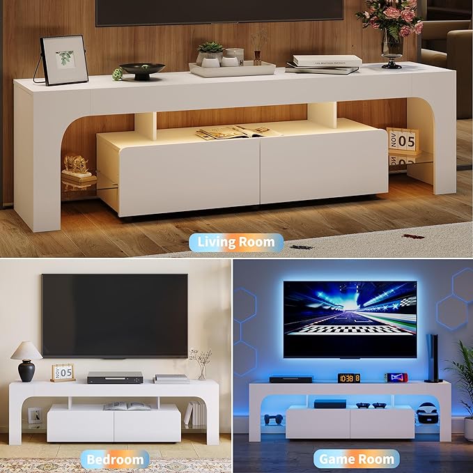 IDEALHOUSE LED TV Stand for 55 to 75 Inch TV, Modern TV Console Table - Image 2