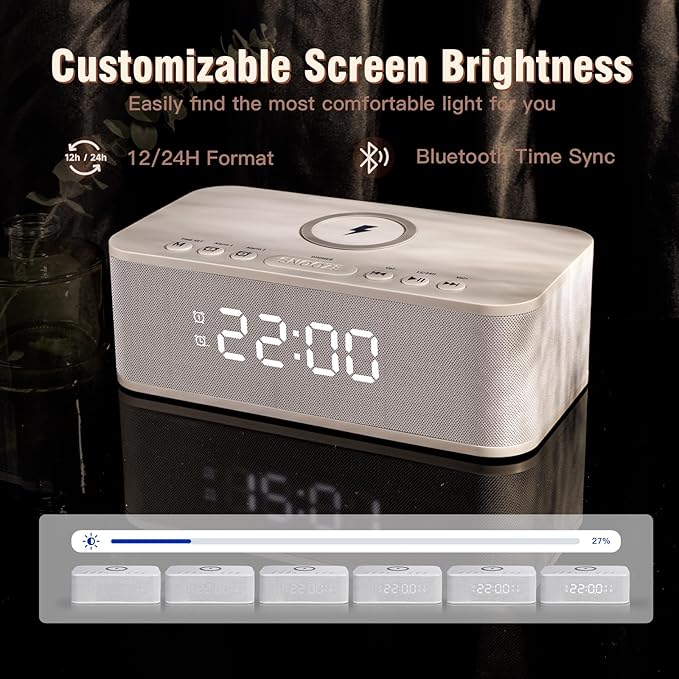 Dual Alarm Clock Radio Bedroom, Digital Alarm Clocks Bedrooms Bluetooth - Image 3