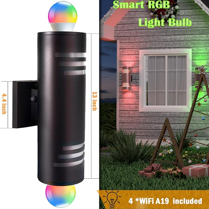 Smart WiFi Outdoor Wall Lights Exterior 2 Pack, Up and Down Porch Lights - Image 3