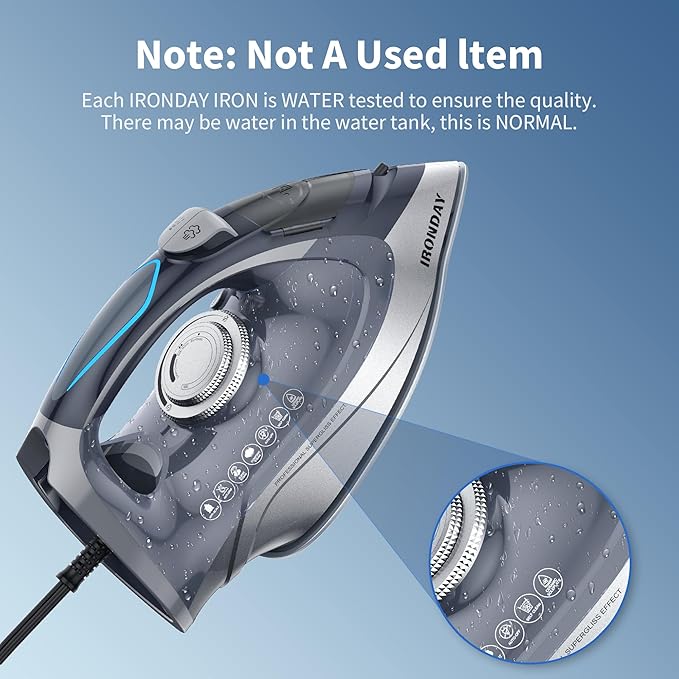 IRONDAY Steam Iron for Clothes Rapid Heating, 1700W Iron Burst of Steam - Image 3