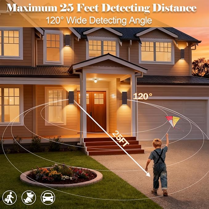 wowlite Motion Sensor Porch Light 2 Pack, Outdoor Lights - Image 5