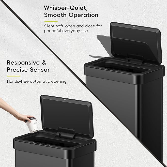 EKO EcoNova 13.2 Gallon/ 50L Automatic Sensor Kitchen Trash Can, Stainless - Image 6