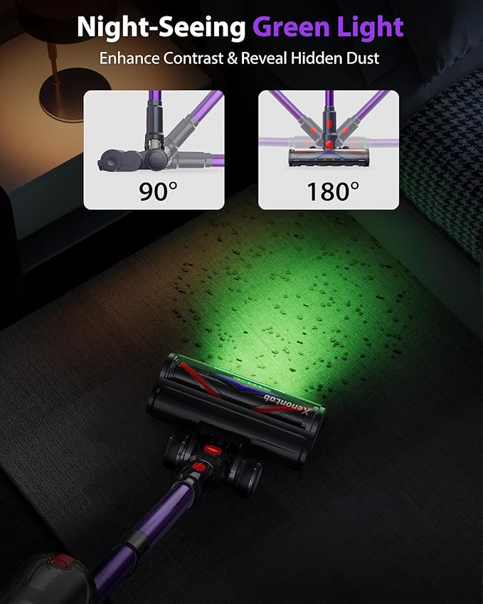 XenonLab Cordless Vacuum Cleaner, 75Mins/55KPa/650W Self-Standing Stick Vacuum - Image 7