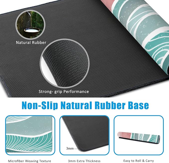 EOBKLAX Ocean Wave and Mountain Large Gaming Mouse Pad, Waterproof Desk Mat - Image 5