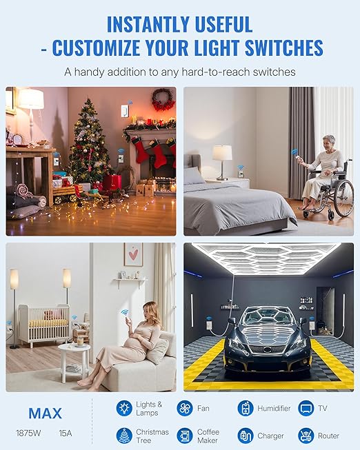 Remote Control Outlet, WILAWELS Wireless Light Switch - Image 9