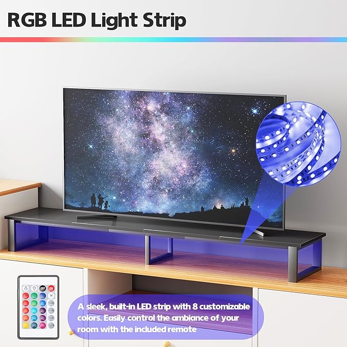 aboxoo 47" TV Riser with Light for 32-60 inch TV, TV Riser Stand Shelf - Image 4