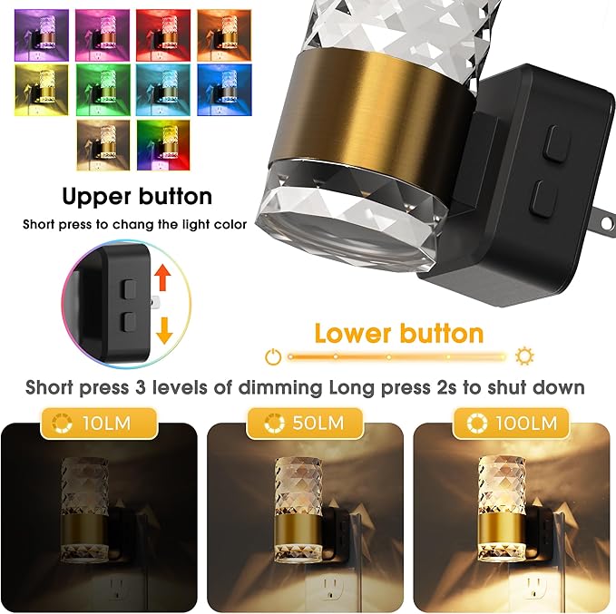 L LOHAS LED Night Light, Night Lights Plug into Wall, 2 Pack 10-Color RGB - Image 3