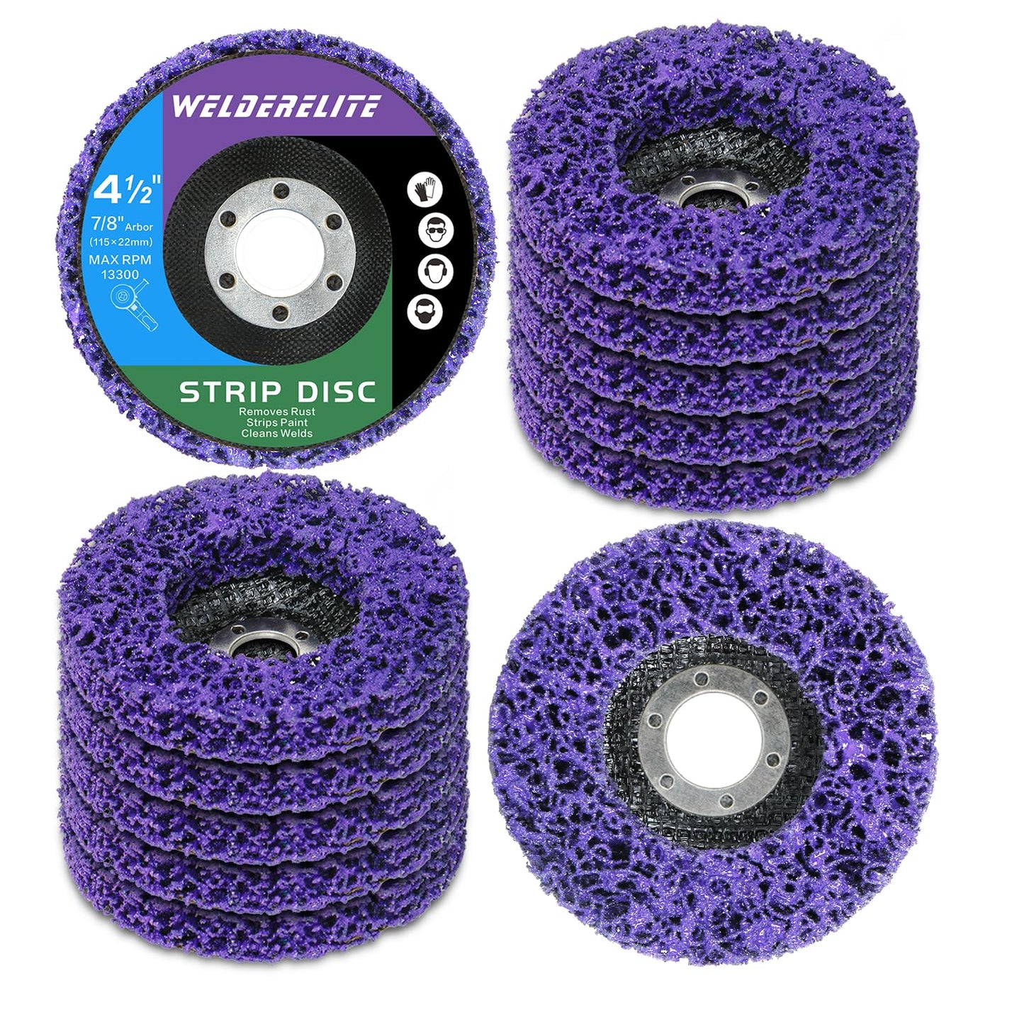 Paint Stripping Discs 12-Pack, 4-1/2" Purple Strip Disc Wheel for Angle Grinder, Ideal for Paint, Rust, and Grime Removal, Metal and Wood Stripping