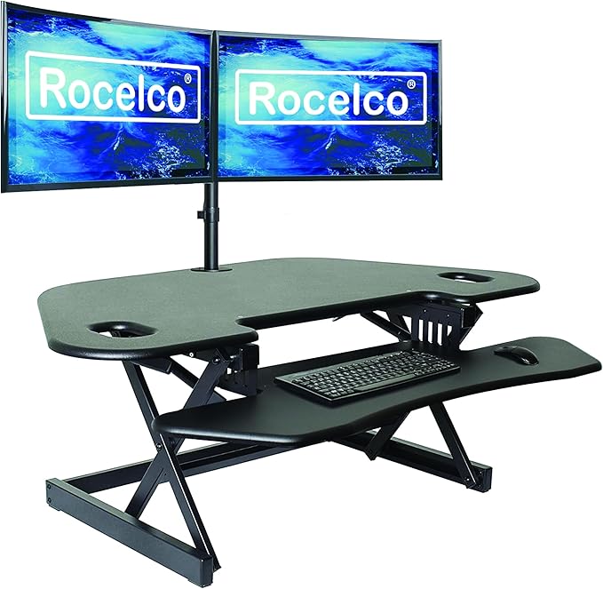Rocelco 46" Height Adjustable Corner Standing Desk Converter - Image 2