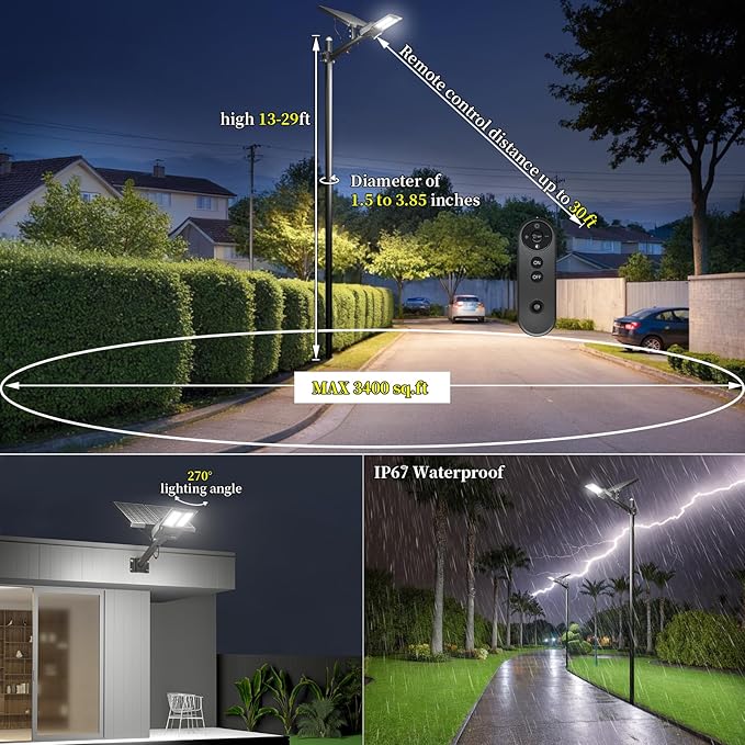 Ofuray Of-8800W Solar Street Lights Outdoor, IP67 Solar Security Flood Lights - Image 5