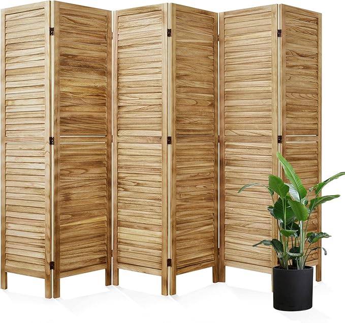 Room Dividers and Folding Privacy Screens, Wood Louvered Separators Divider Wall by Svimi
