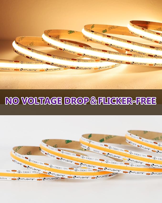 HitLights COB LED Strip Lights Warm White, 12V Tape Light 2700K 16.4ft - Image 9