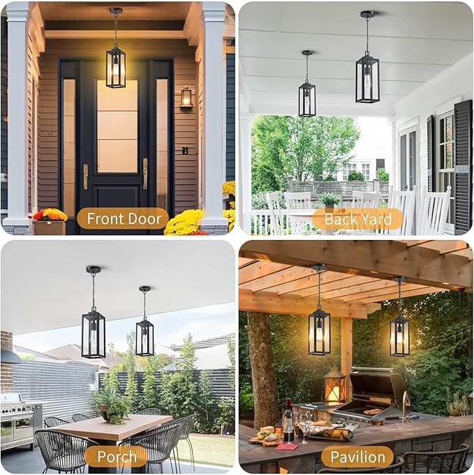 MYHXQ 15'' Large Motion Sensor Outdoor Pendant Lights, Dusk to Dawn Modern - Image 9