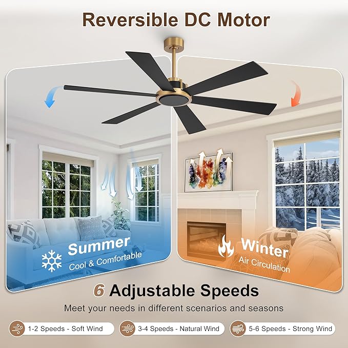 WINGBO 60 Inch Ceiling Fan without Light - Image 3