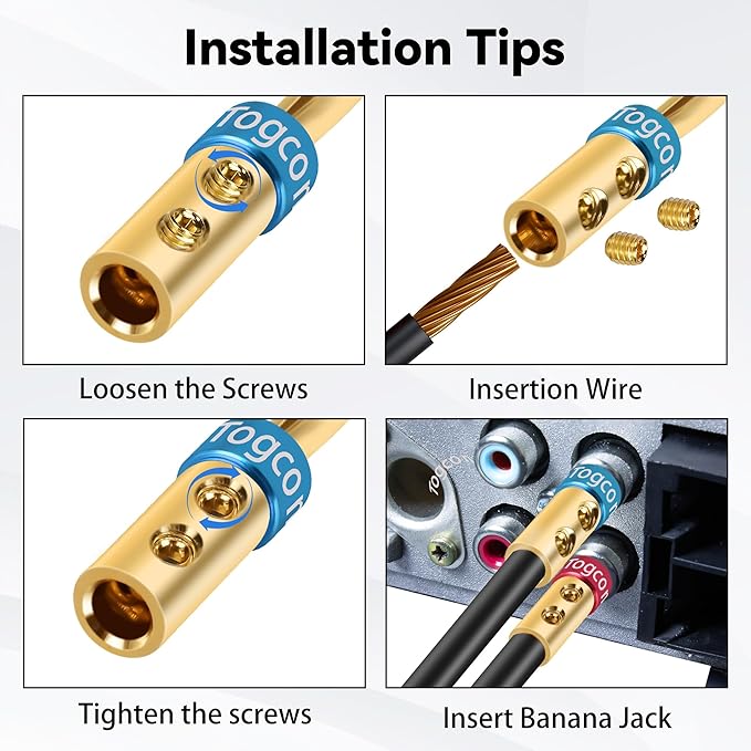 4mm Speaker Banana Plugs, 24K Gold Plated Banana Speaker Wire Banana Plugs - Image 5