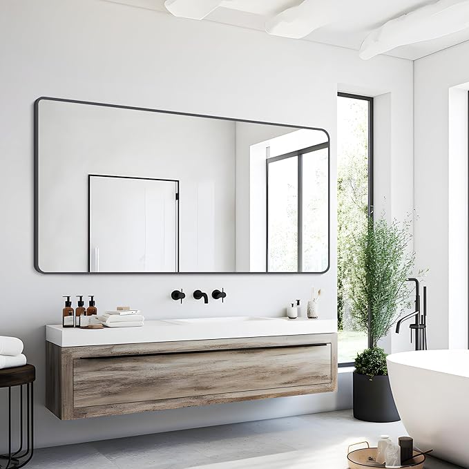 30" x 60"Bathroom Mirror, Matte Black Wall Mirror - Image 3