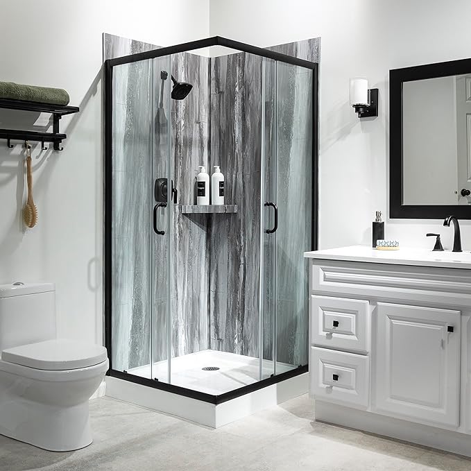 Palisade 78in x 36in x 36in Waterproof Vinyl Corner Shower Surround Kit - Image 3