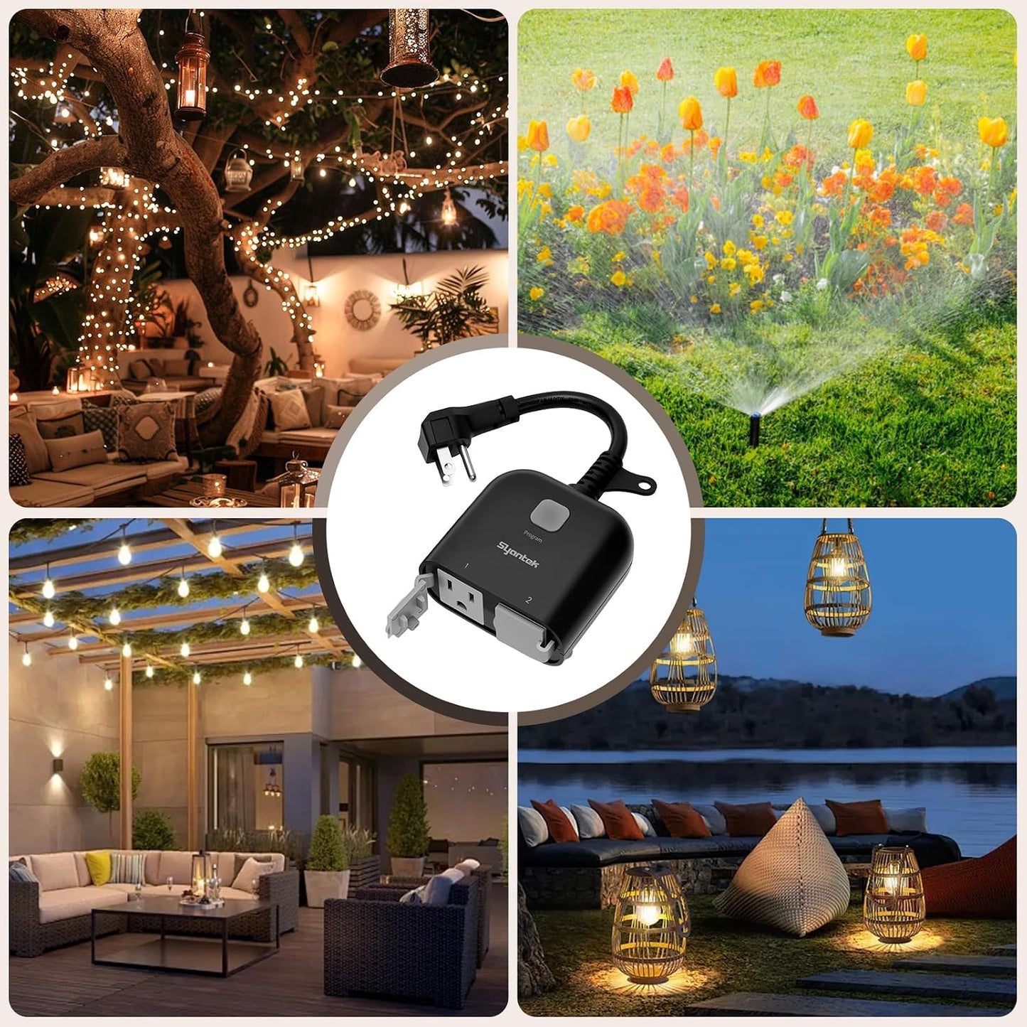 Outdoor Wireless Remote Control Outlet Indoor 2-in-1 Outlet Switch Weatherproof Power Strip Heavy Duty Energy Plug, 15A, Dual 3-Prong, 100FT, Multi-Device, FCC Listed