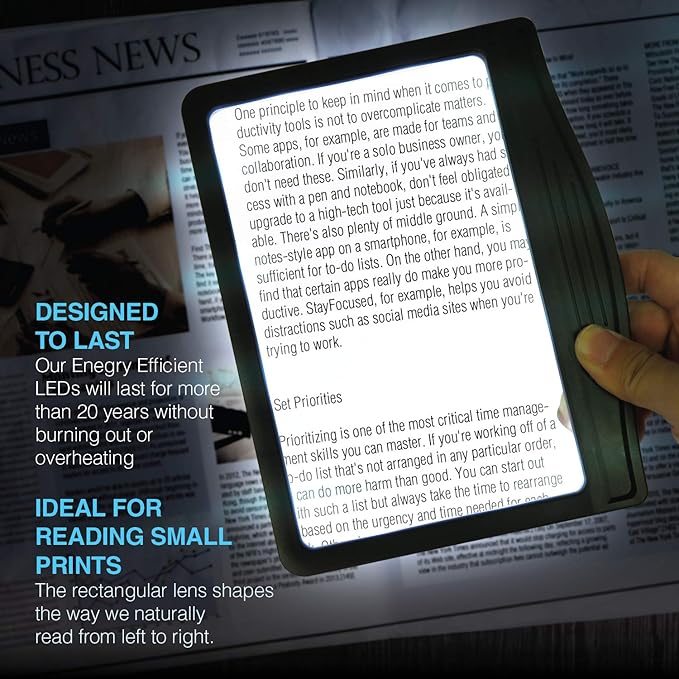 MagniPros 5X Rechargeable Large Ultra Bright LED Page Magnifier - Image 4