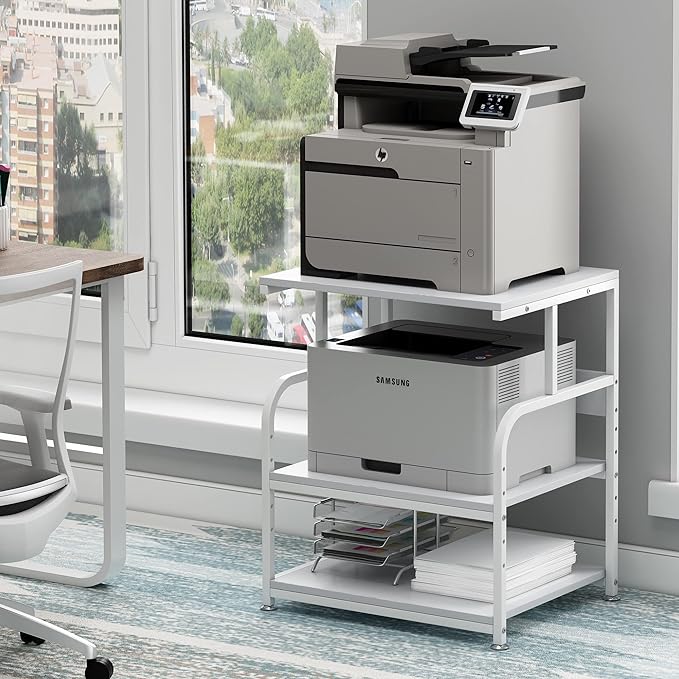 Fannova White Printer Stand, 23.6 x18.9 x 30 Inches Big Size Printer Table by Fannova