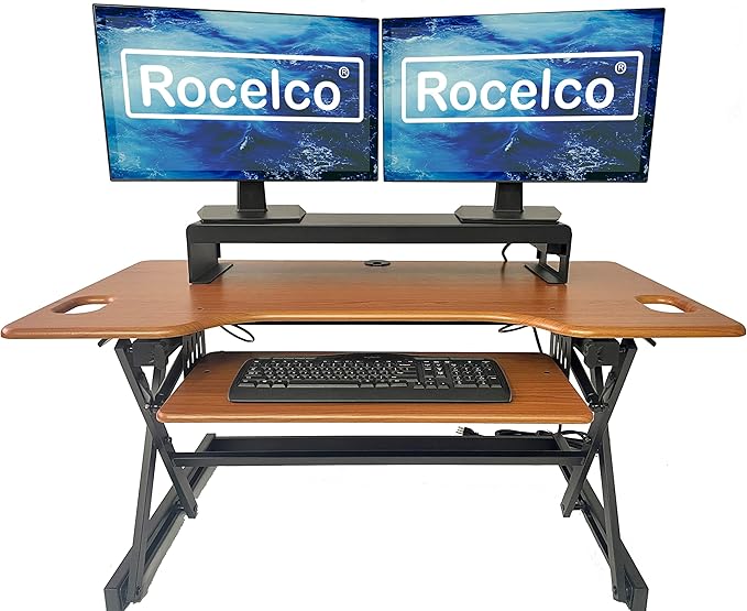 Rocelco 40" Large Height Adjustable Standing Desk Converter - Image 2
