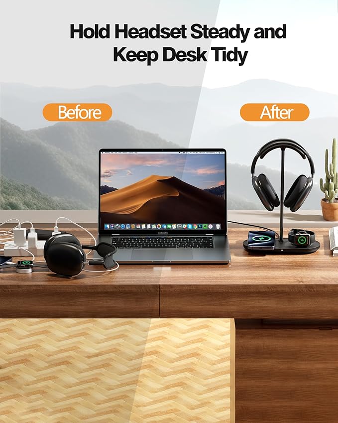 HiWe Universal Headphone Stand, Magnetic Wireless Charger - Image 5
