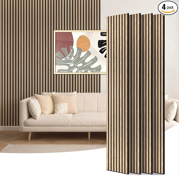 Art3d 4-Piece 94 x 12.6 Inch Acoustic Lightweight Slat Wall Panel by Art3d
