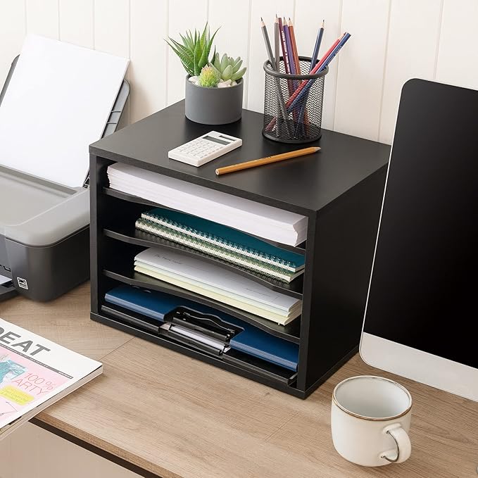 FITUEYES Wood Desk Paper Organizer - Image 3