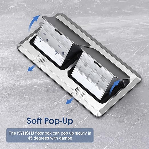 KYHSHJ Dual Pop-Up Floor Electrical Outlet Box Kit，20 Amp Stainless Steel TR - Image 3