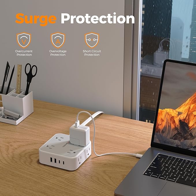 TESSAN Surge Protector Power Strip, 5 FT Extension Cord - Image 5