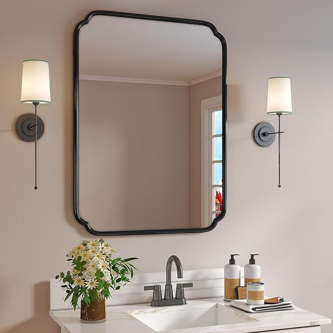 Black Bathroom Vanity Mirrors for Over Sink 24" x 36" Modern Rounded Corner - Image 9