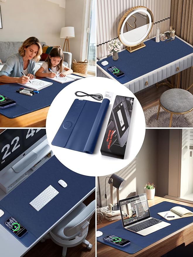 TopMade Mouse Pad with 15W Wireless Charging, XXL Large Leather Desk Mat - Image 7