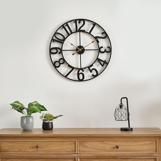 Alarmore Wall Clocks for Living Room Decor, Silent Wall Clock Battery Operated by Alarmore
