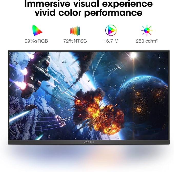 KOORUI 24 Inch Gaming Monitor 144Hz Full HD 1920 x 1080p IPS Ultra-Slim Display - Image 3