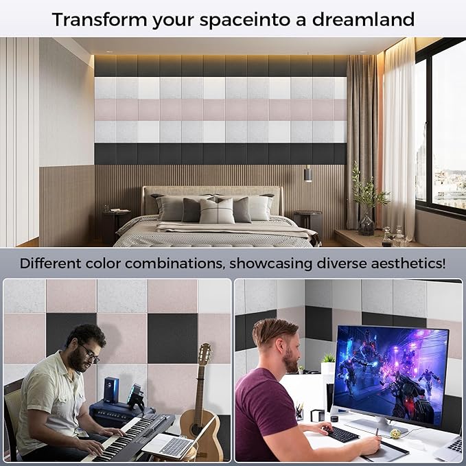 BSHEAD 10 pcs 165dtex Microfiber Acoustic Panels ，Self-Adhesive Soundproof Wall - Image 6