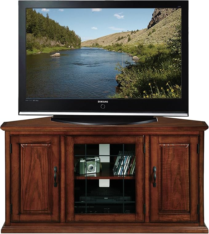 Leick Home 80385 Leaded Glass Three Door Corner TV Stand by LeickFurniture