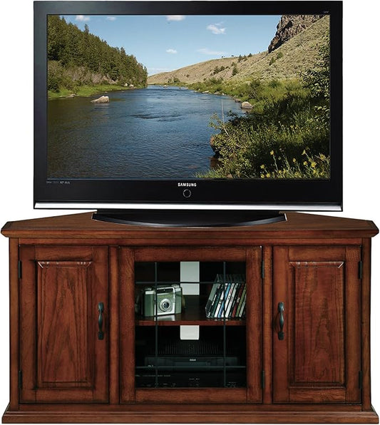 Leick Home 80385 Leaded Glass Three Door Corner TV Stand by LeickFurniture