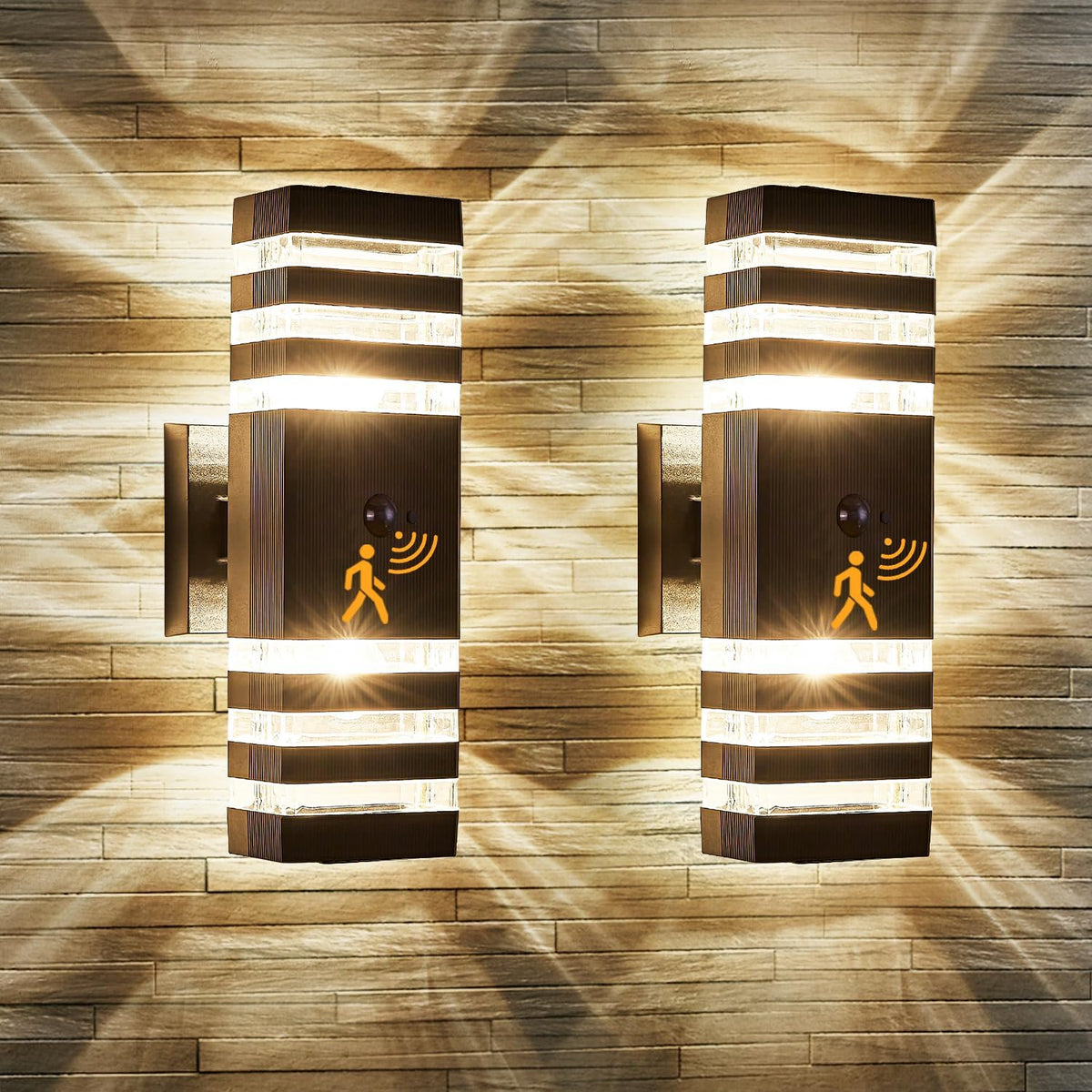 2 Pack Motion Sensor Outdoor Wall Light Fixture Up Down Porch Lights Modern