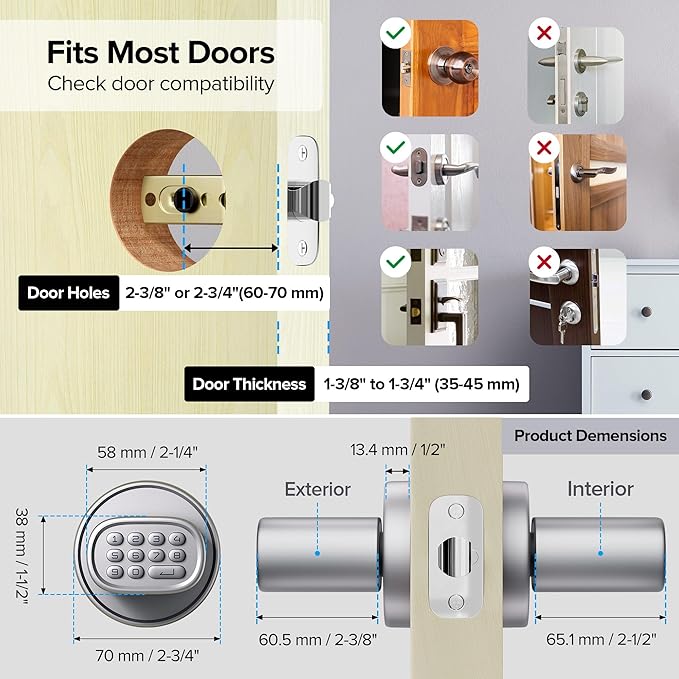 ThorBolt Door Lock Knob with Keypad Keyless Entry Door Knob Electric Coded - Image 5