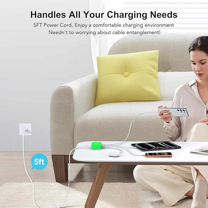 USB C Fast Charger, 100W GaN 6 Port Type C Charging Station Hub Block Cube - Image 8