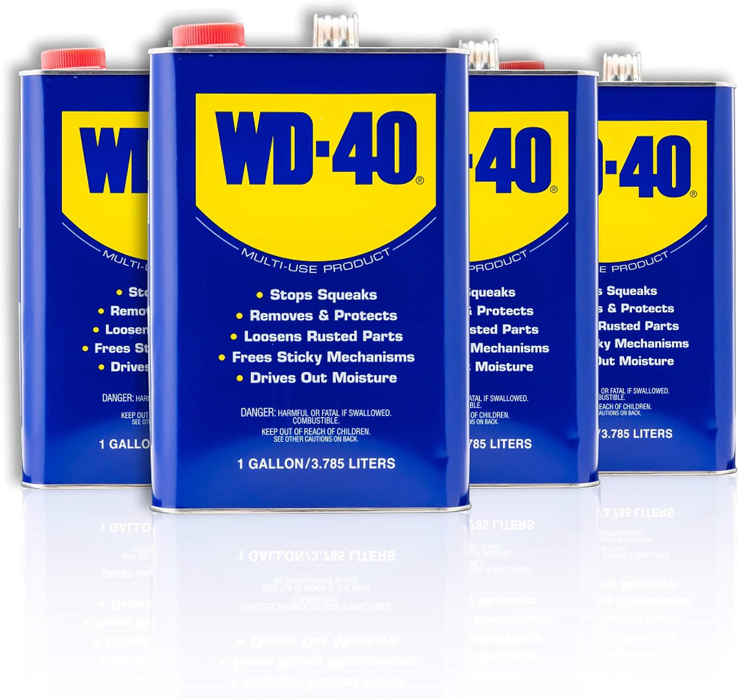 WD-40 Original Formula, Multi-Use Product, One Gallon [4-Pack] | Drives Out Moisture, Prevents Rust and Corrosion, Frees Stuck Parts, Removes Grease and Grime, Lubricates Hinges