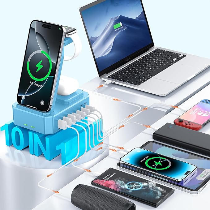 300W Charging Station for Multiple Devices Apple, Zutspzss 10 in 1 Wireless - Image 3