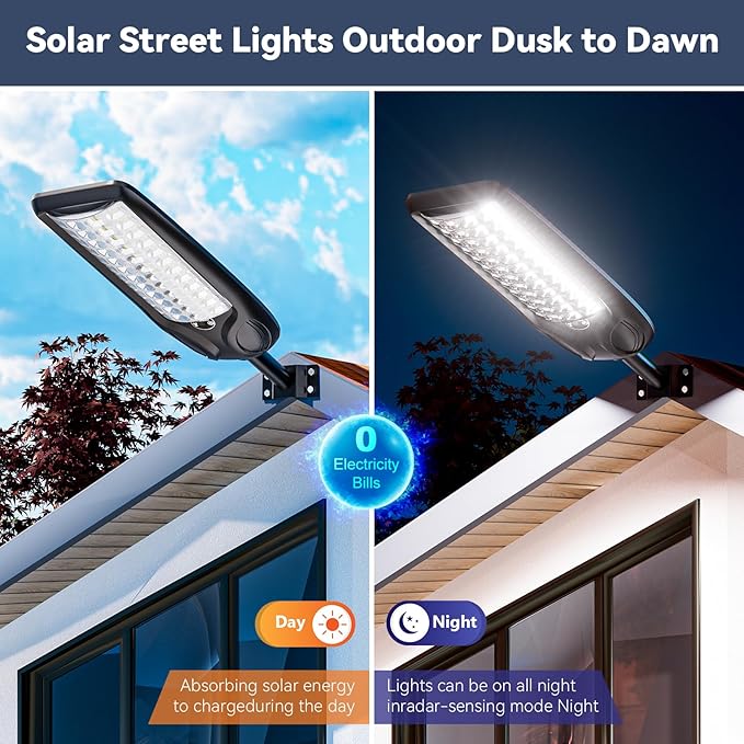 MMKT Solar Lights Outdoor, 12000W 3 Color Solar Street Light, Commercial Solar - Image 5